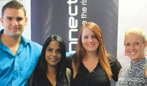 From left to right: Thoniel van der Walt (branch manager), Kasturi Perumal (sales executive), Chantelle Olivier (sales executive), Tanya Bouic (sales executive). Absent: Richard Phillips, joint CEO of Cash Connect.
